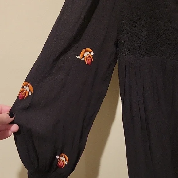 ❤️ FREE PEOPLE MOHAVE EMBROIDERED MINI DRESS - BLACK, SMALL - Picture 15 of 16